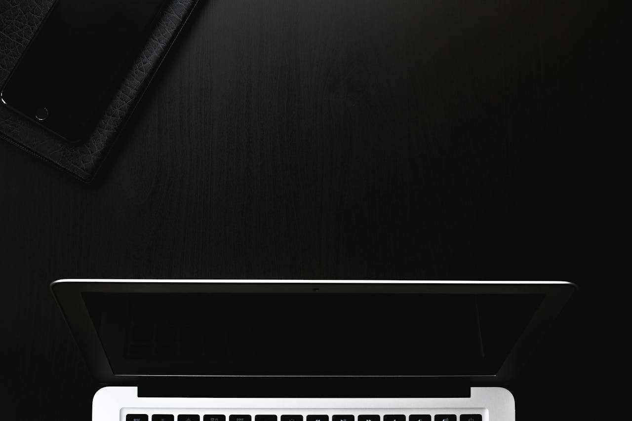 Silver and Black Laptop Computer